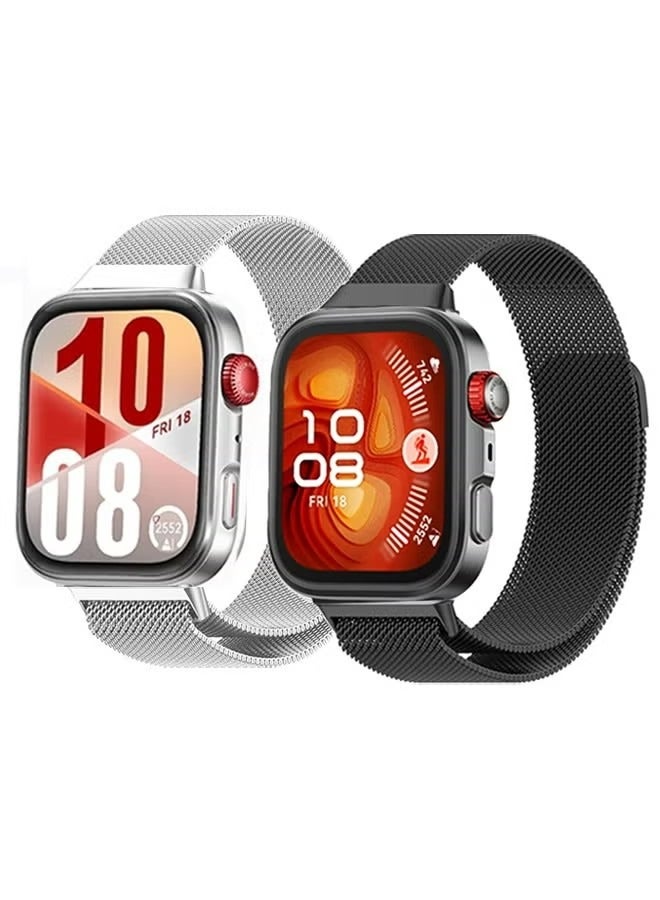 X-level Suitable for Huawei Watch Fit 3/Fit 4/Fit 4 Pro metal Milanese Magnetic Loop Watch Strap Stainless Steel Band Classic Business Style Metal Mesh Wristband - Image 1