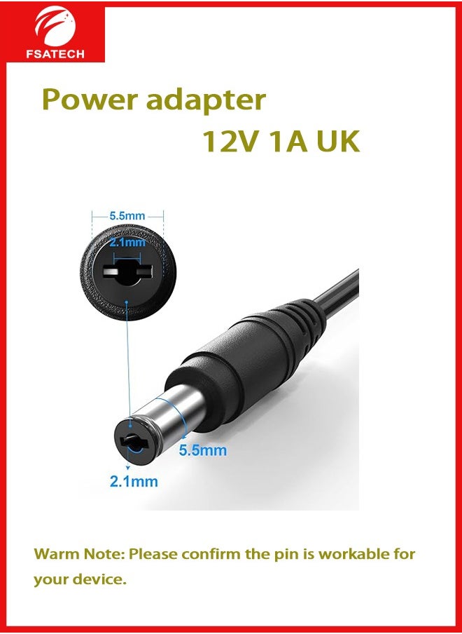 FSATECH - 12V 1A 12W AC to DC Adapter Power Supply Converter AC 100V ~ 240V to DC 12V 1amp Transformer with 5.5x2.1mm DC Output Jack for 5050 3528 LED Strip Module Light, CCTV Camera System，Router - Image 1