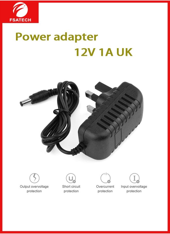FSATECH - 12V 1A 12W AC to DC Adapter Power Supply Converter AC 100V ~ 240V to DC 12V 1amp Transformer with 5.5x2.1mm DC Output Jack for 5050 3528 LED Strip Module Light, CCTV Camera System，Router - Image 1