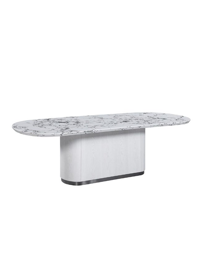 DANUBE HOME Akira 1+8 Stone Top Dining Set | 9-Piece Comfortable Dining Set | Kitchen Dining Table With 8 Dining Chairs | Modern Design Furniture For Dining Room - White/Grey - Image 2