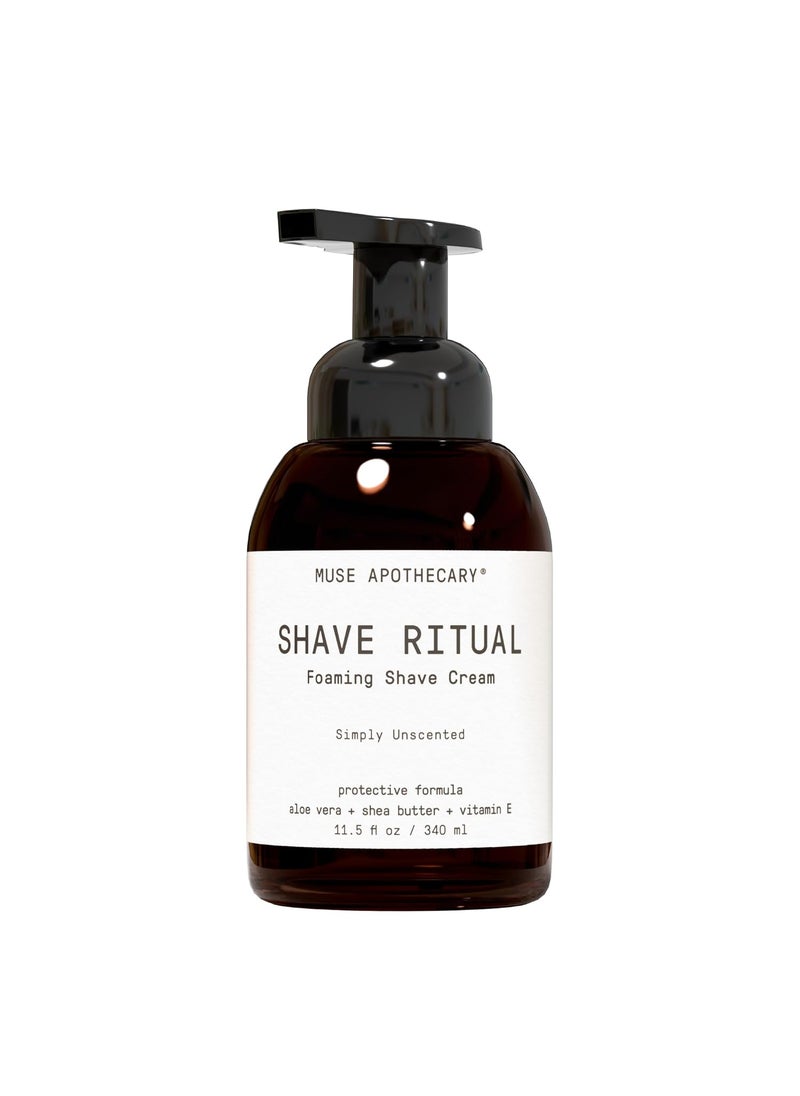 Muse Apothecary Muse Apothecary Foaming Shave Ritual  Natural Shaving Cream Sensitive Skin  Womens Shaving Cream Mens Shave Cream  Protective Formula Aloe Vera  Shea Butter  Vitamin E  Simply Unscented 115oz 