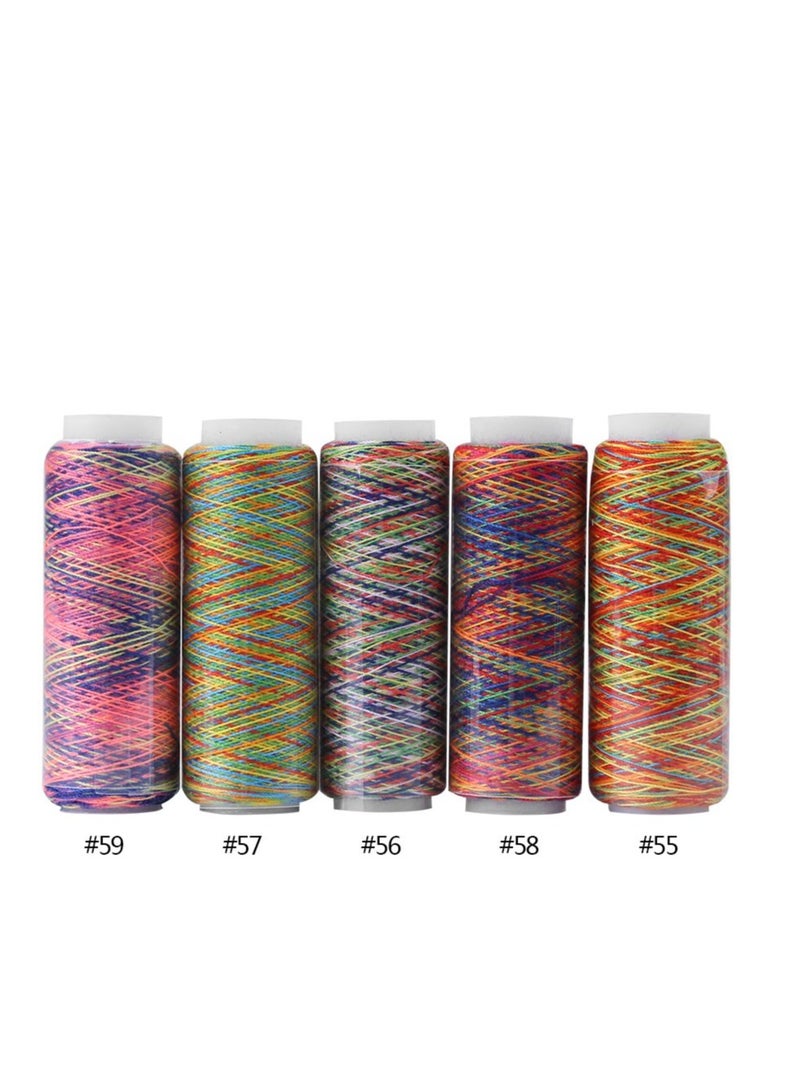 Zikra Multicolor Thread Set, 5Pcs Gradient Polyester Threads Sewing Thread Spools for Embroidery and Sewing Machines 110m/120 Yard - Image 4