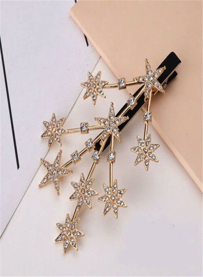Bakefy� New Large Hair Clips for Girls Woman Bride Crystal Rhinestone Glitter Hairpin Firework Shapes Romantic Diamond Duckbill Hair Clips Pin Hairpin Side Clip Bangs Hair clip Headwear (Set of 2) - Image 5