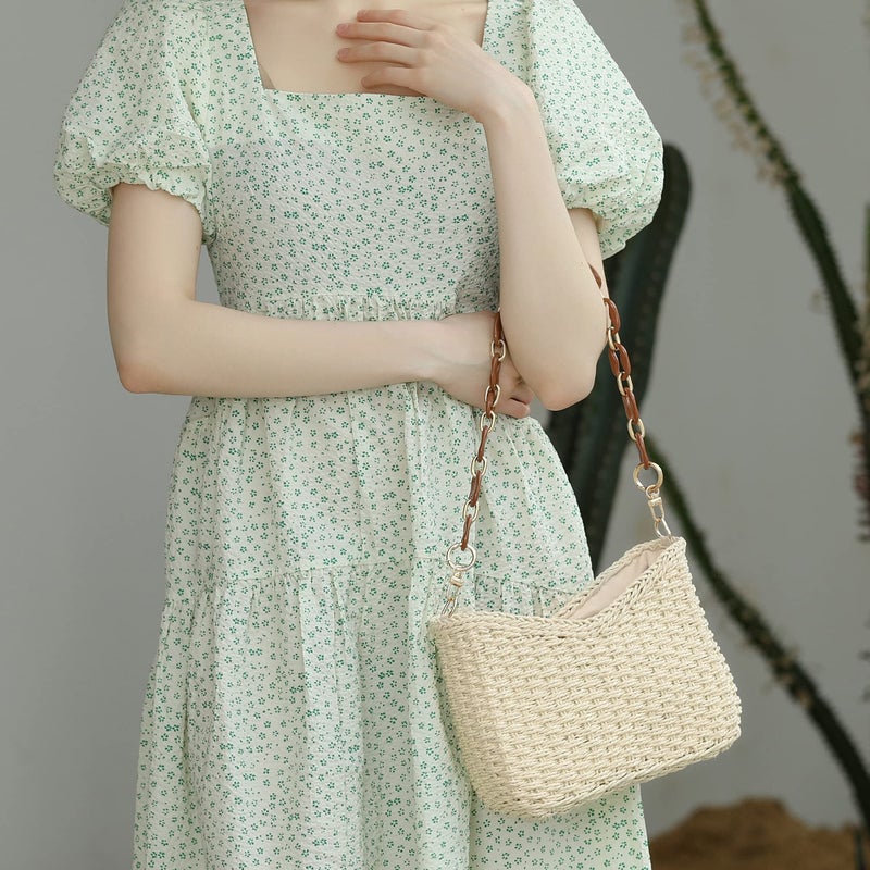 Herald Small Summer Crossbody Bags for Women, Beach Handmade Straw Woven Pocketbooks Handbag Shoulder Purse (Beige) - Image 3