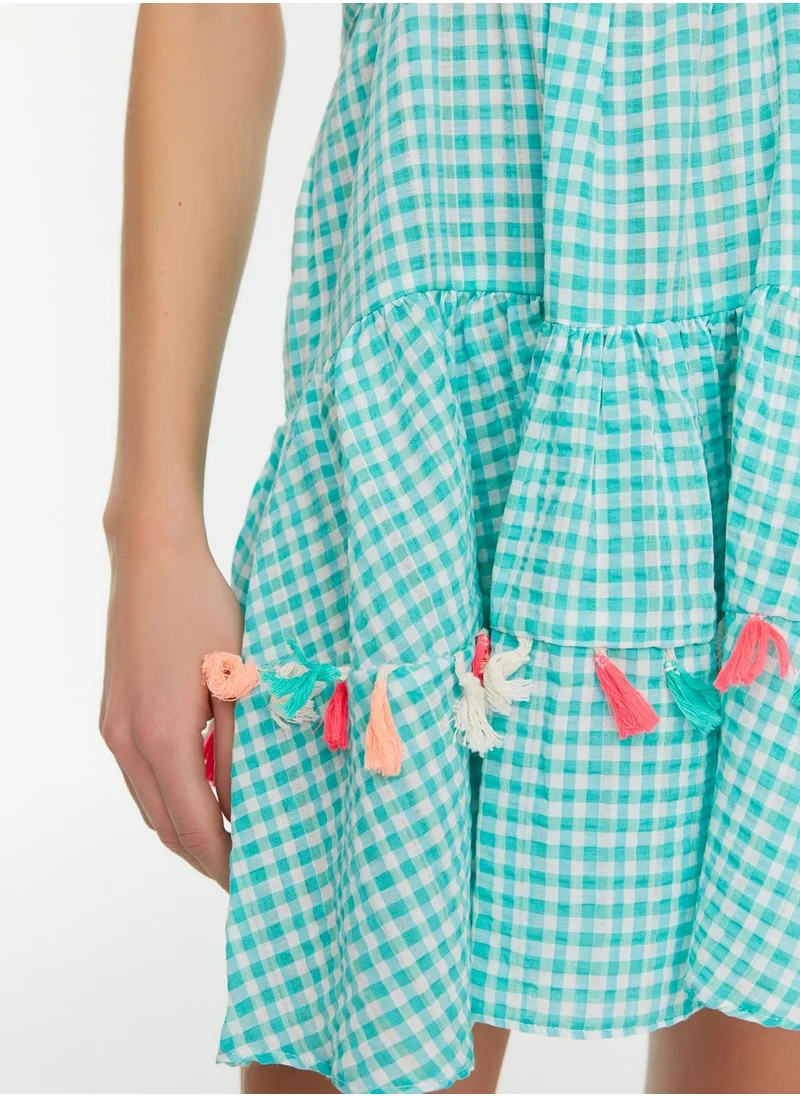 trendyol Checked Crop Top & Skirt Set