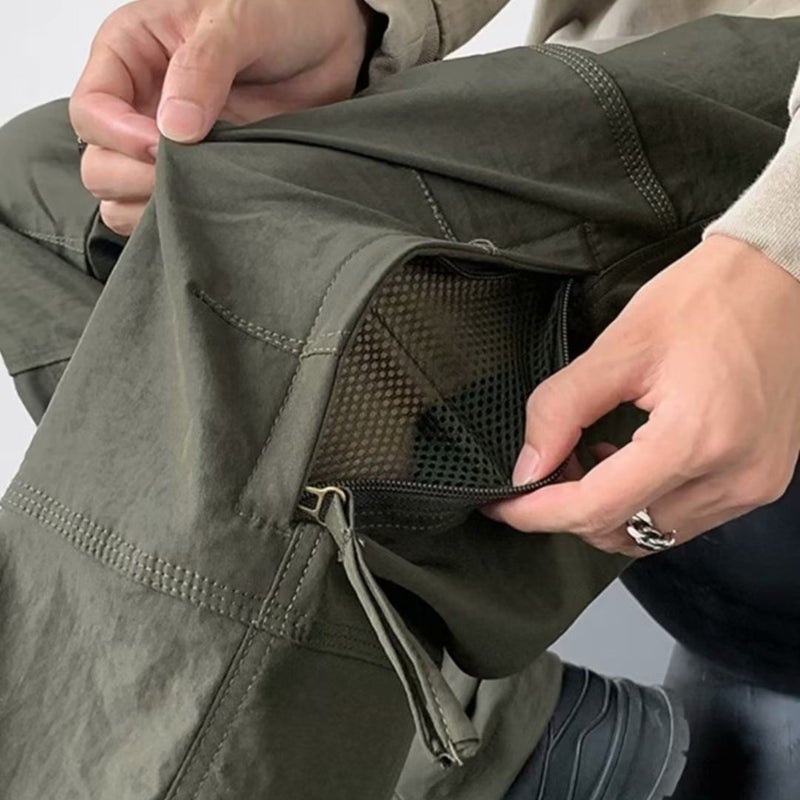 American-style Army Green workwear pants mens autumn waterproof pants side zipper professional hiking pants Army Green - Image 3