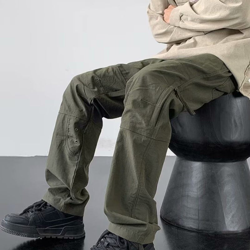 American-style Army Green workwear pants mens autumn waterproof pants side zipper professional hiking pants Army Green - Image 4