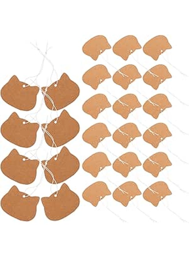 100 Pcs Kraft Paper Price Tags With Elastic String For Luggage And Clothing - Image 1