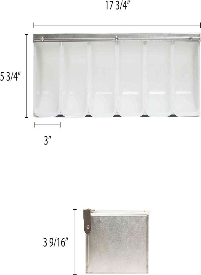 TrueCraftware- 6 Compartment Condiment Dispenser Garnish Tray Bar Caddy Stainless Steel Body with Acrylic Hinged White Color Lid- Condiment Server Caddy Bar Garnish Holder Bar - Image 5
