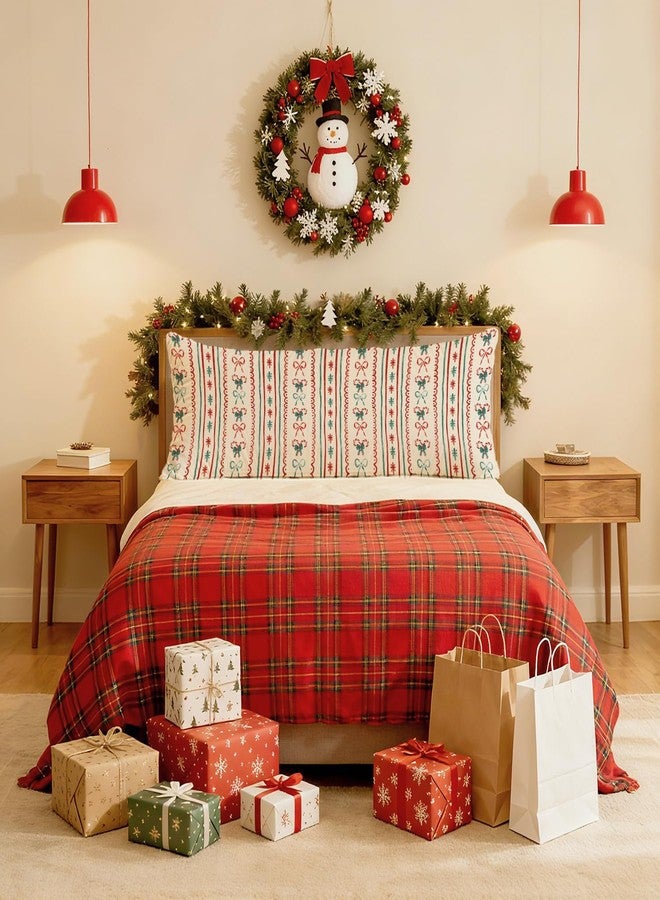 PIUD Coquette Red and Green Christmas Bow 20x54 Body Pillow Cover, Preppy Christmas Home Decor, Girly Xmas Candy Cane Bow Decorative Long Body Pillow Cases for Bed Couch - Image 5