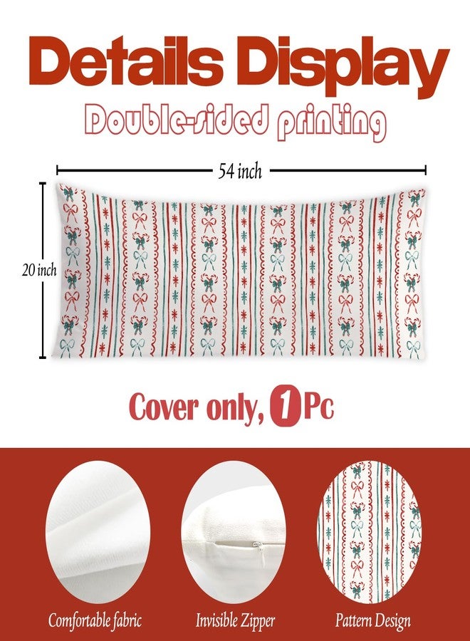 PIUD Coquette Red and Green Christmas Bow 20x54 Body Pillow Cover, Preppy Christmas Home Decor, Girly Xmas Candy Cane Bow Decorative Long Body Pillow Cases for Bed Couch - Image 2