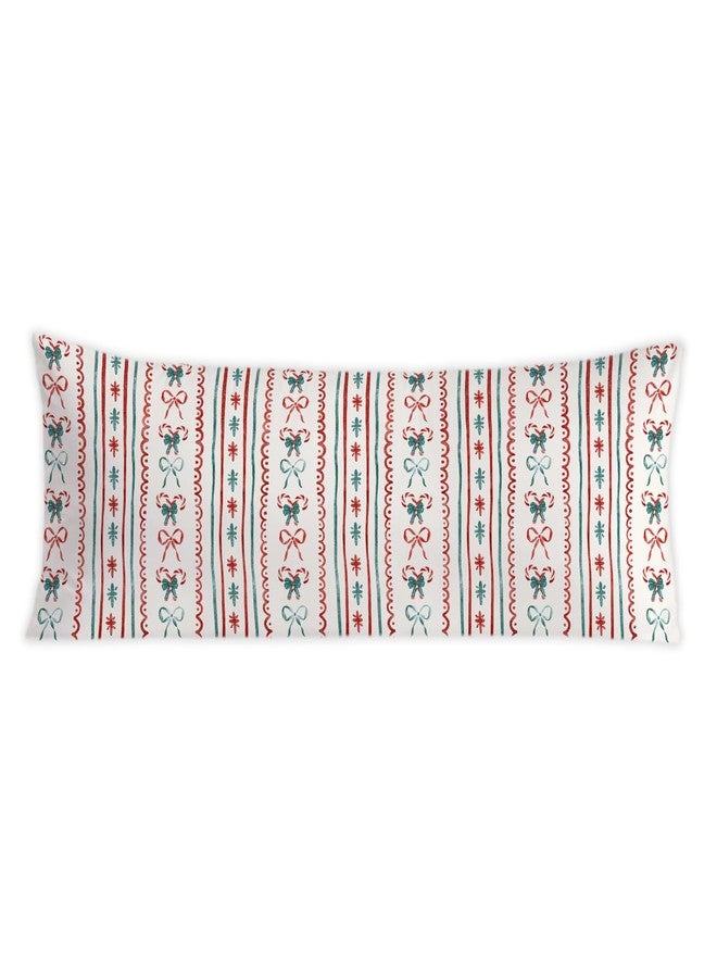 PIUD Coquette Red and Green Christmas Bow 20x54 Body Pillow Cover, Preppy Christmas Home Decor, Girly Xmas Candy Cane Bow Decorative Long Body Pillow Cases for Bed Couch - Image 1