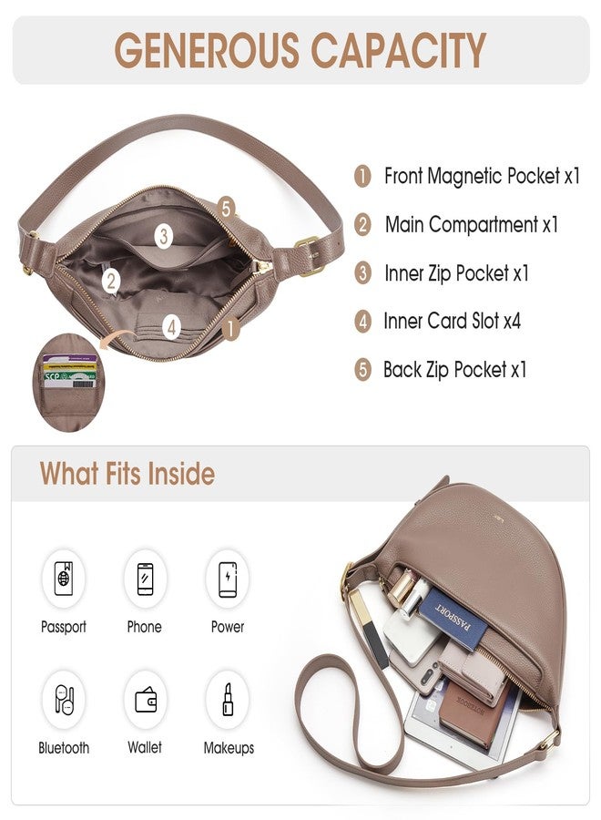Kattee Leather Crossbody Purses for Women, Small Sling Bag, Women's Shoulder Handbags with Adjustable Strap, Khaki - Image 5