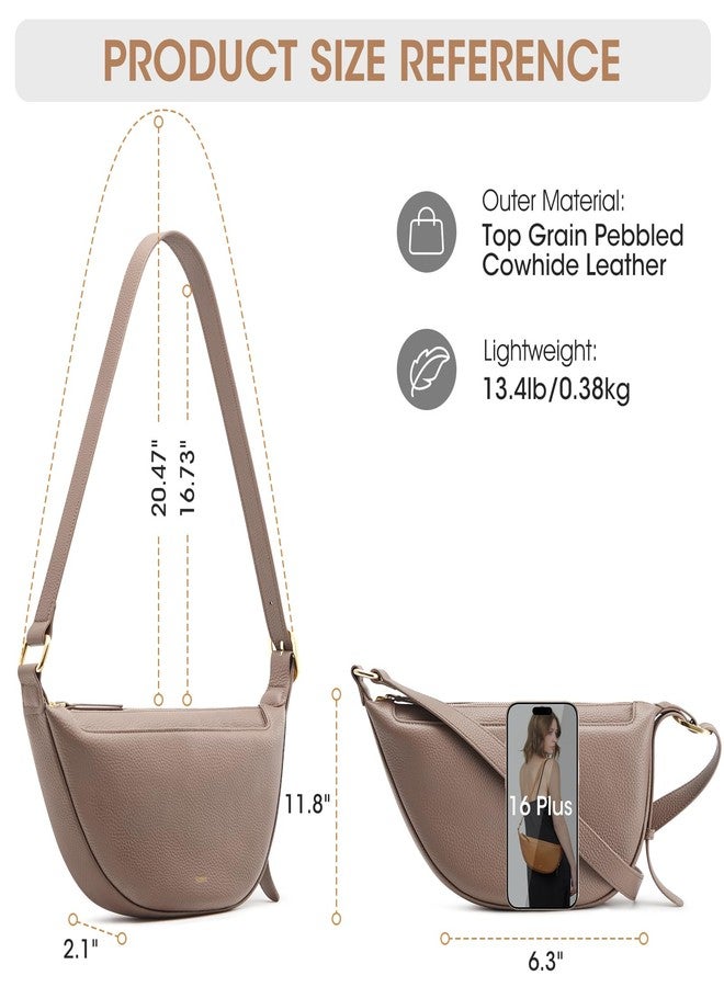 Kattee Leather Crossbody Purses for Women, Small Sling Bag, Women's Shoulder Handbags with Adjustable Strap, Khaki - Image 4