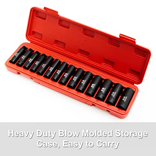 WIILDIS 14 Pieces 38Inch Drive Deep Impact Socket Set 7mm to 21mm CRV Metric 6Point 14 Pieces 38 Dr Socket - Image 3