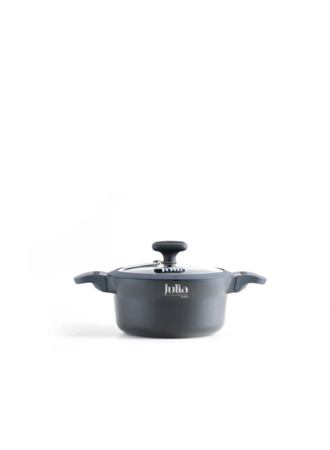 جوليا قِدر جوليا  إيليت إيدج 20 سم مع غِطاء - رمادي - جرانيت أسود غير لاصق - يدعم الحث الحراري - Image 4