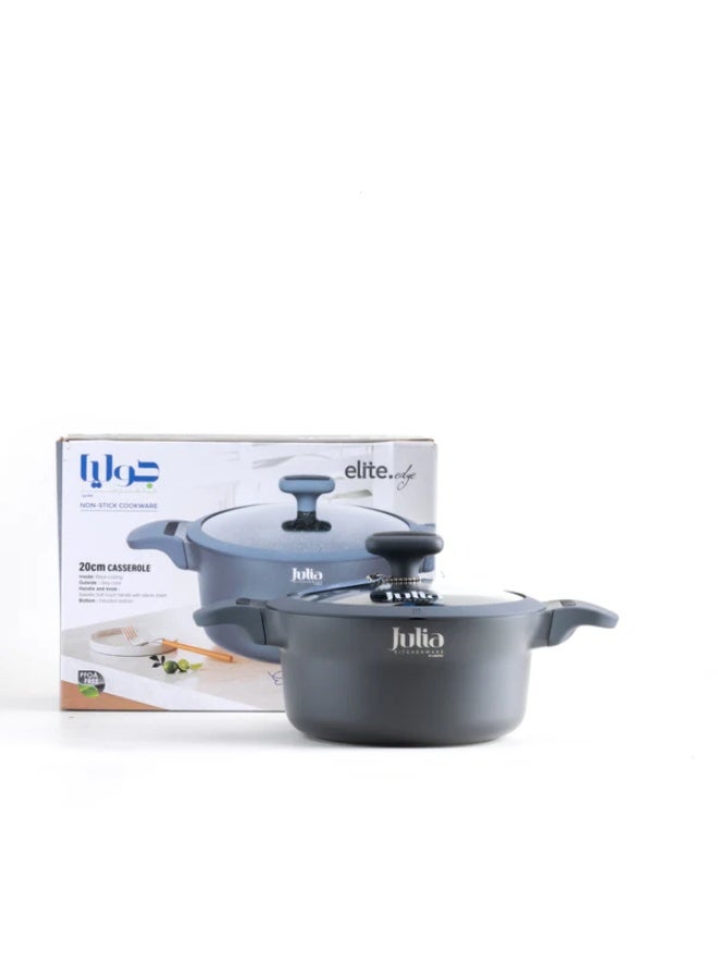 جوليا قِدر جوليا  إيليت إيدج 20 سم مع غِطاء - رمادي - جرانيت أسود غير لاصق - يدعم الحث الحراري - Image 3