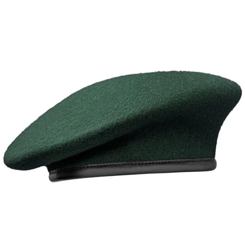 Gajaous British Military Berets with Leather Sweatband, Adjustbale Army Wool Beret for Men & Women-Dark Green - Image 1