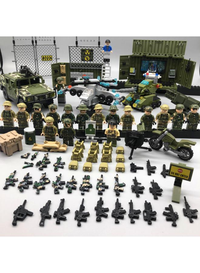 Military Fire Wire Fighter Thunder Command Institute Men's Armored Vehicle Military Special Forces Minifigures Dolls Assembled Toys Building Blocks-Color:24 Types Of Special Forces + Hummer Truck  - Image 3