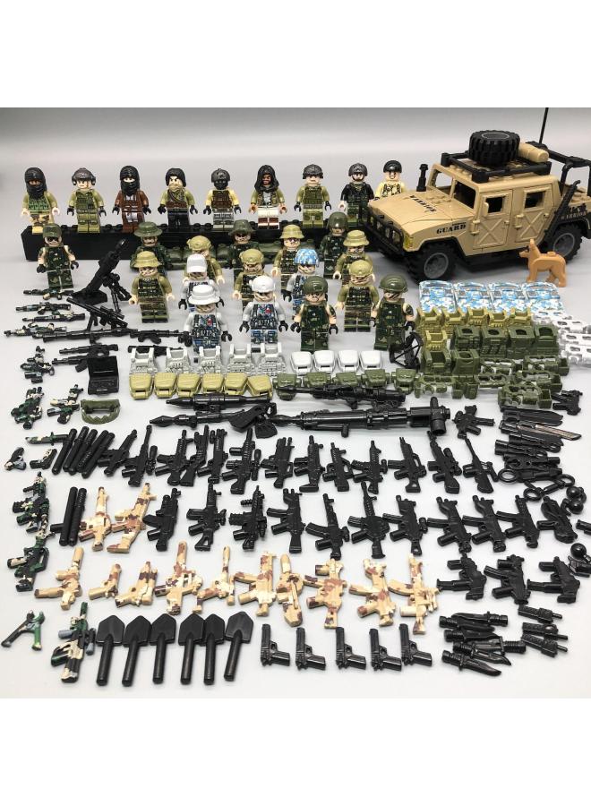 Military Fire Wire Fighter Thunder Command Institute Men's Armored Vehicle Military Special Forces Minifigures Dolls Assembled Toys Building Blocks-Color:24 Types Of Special Forces + Hummer Truck  - Image 1