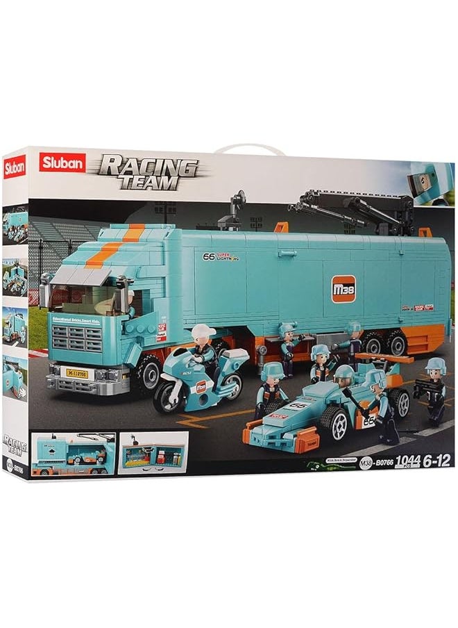 Sluban - Racing Team Series Racing Car Transporter Building Blocks 1044 Pcs With 9 Mini Figures For Age 6+ - Image 1