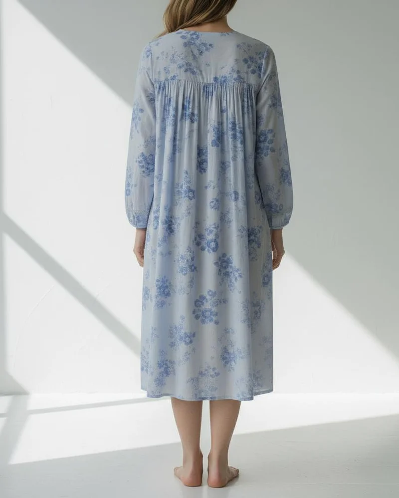 Redtag Women Blue Printed Night Gown