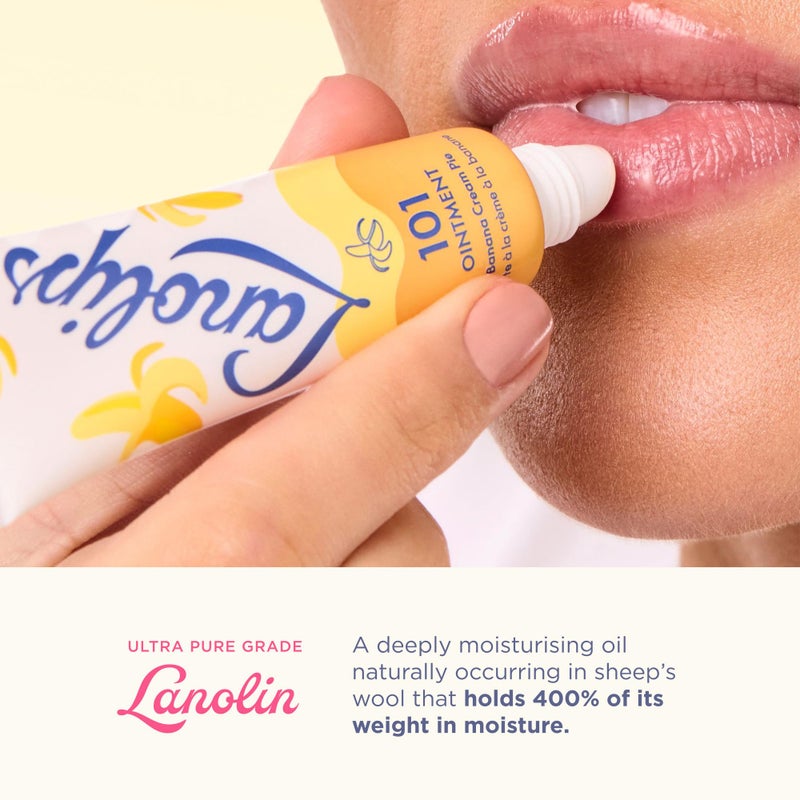 Lanolips Lanolin 101 Multipurpose Ointment - Lanolin Lip Balm & Healing Ointment for Skin Barrier Repair - Moisturizer for Dry Lips, Cuticles & Elbows - No Petroleum Formula - Banana Cream Pie (0.35 oz) - Image 3