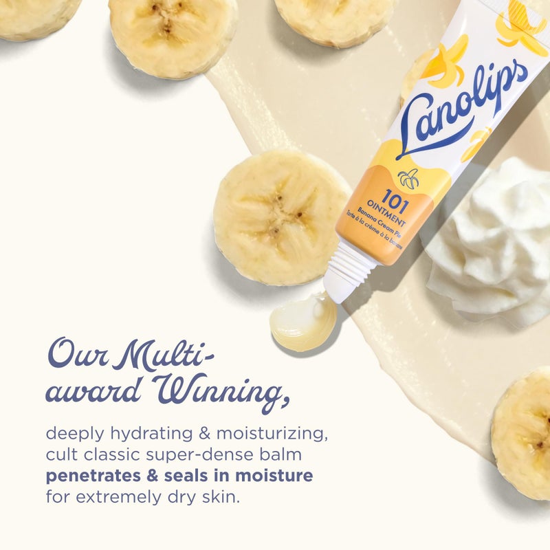 Lanolips Lanolin 101 Multipurpose Ointment - Lanolin Lip Balm & Healing Ointment for Skin Barrier Repair - Moisturizer for Dry Lips, Cuticles & Elbows - No Petroleum Formula - Banana Cream Pie (0.35 oz) - Image 2