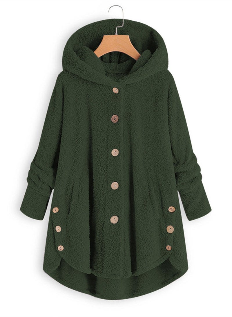 Loquat Fashion Women's Padded Jacket Hooded Long Jacket Casual Warm Padded Jacket Green 