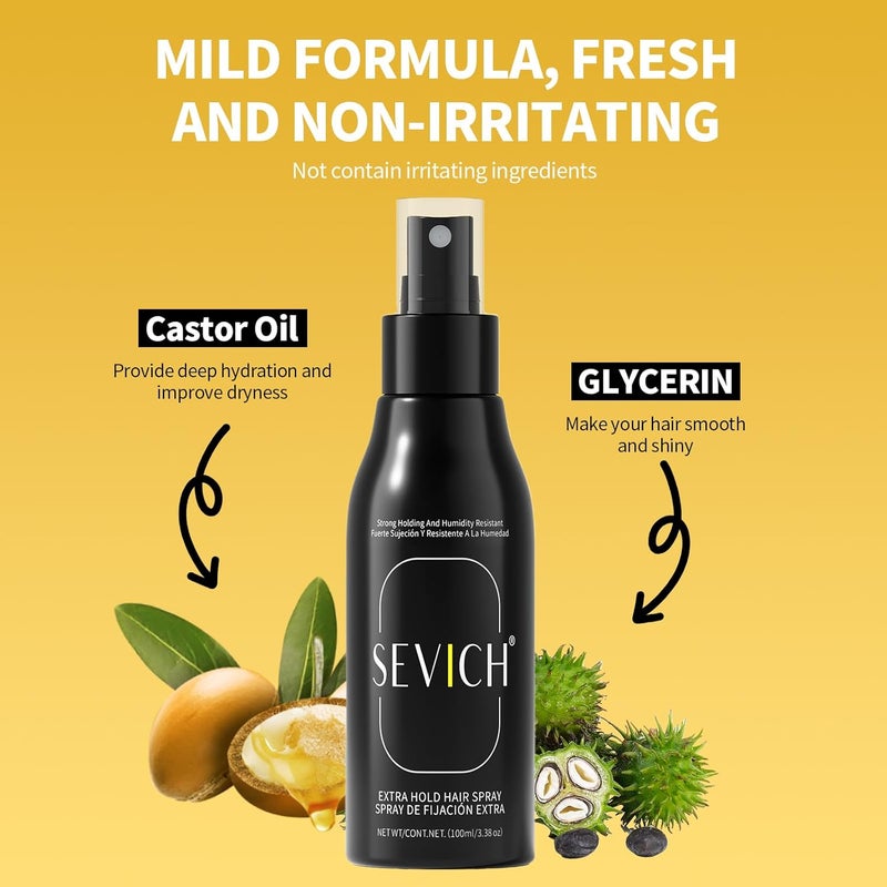 Sevich Hair Spray for Hair Fibre, Strong Hold Moisture-resistant Hair Spray for Men and Women, Light Texture and Shaping Effect, Refreshing and Non-Sticky, 100 ml - Image 2