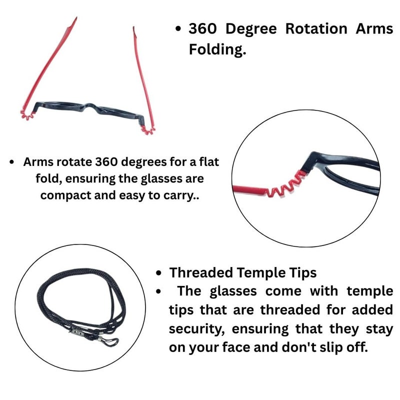 Redex Stylish Full Rim Black Color Rectangle Shape Flexible & Unbreakable Eyeglasses for Kids - Image 3