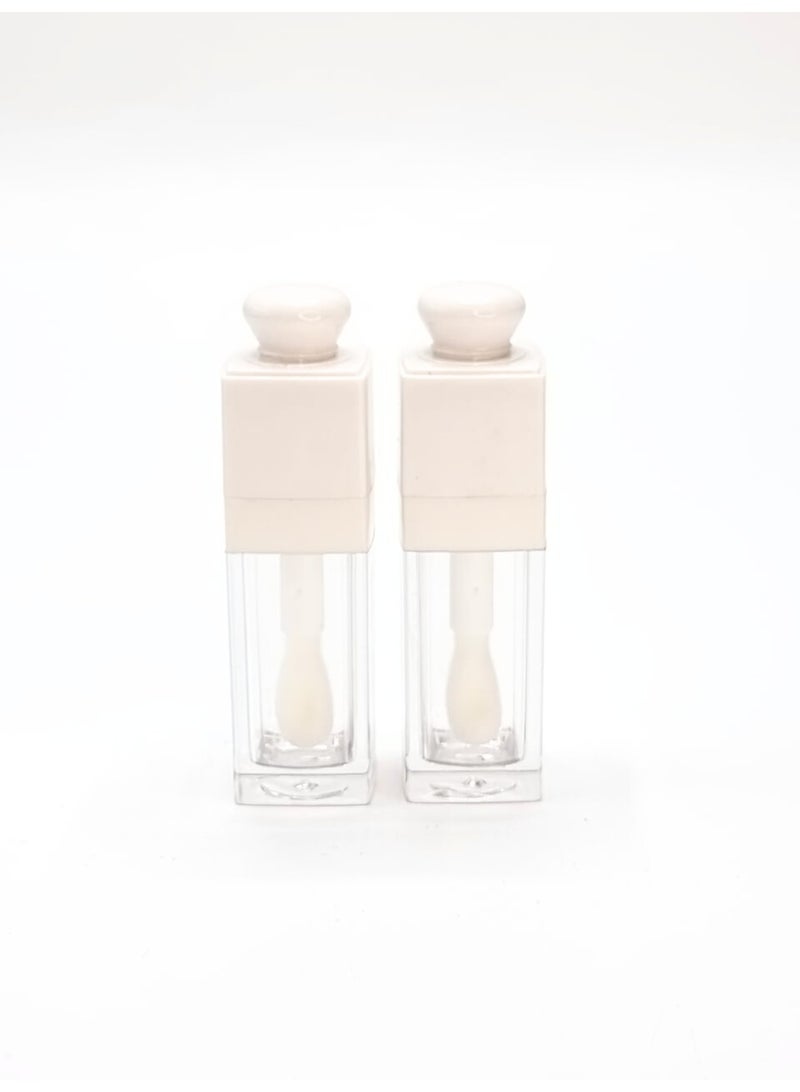 عبوتان فارغتان لملمع الشفاه – سعة 6 مل – حاويات فاخرة قابلة لإعادة التعبئة مستوحاة من التصاميم الراقية (أبيض) - Image 1