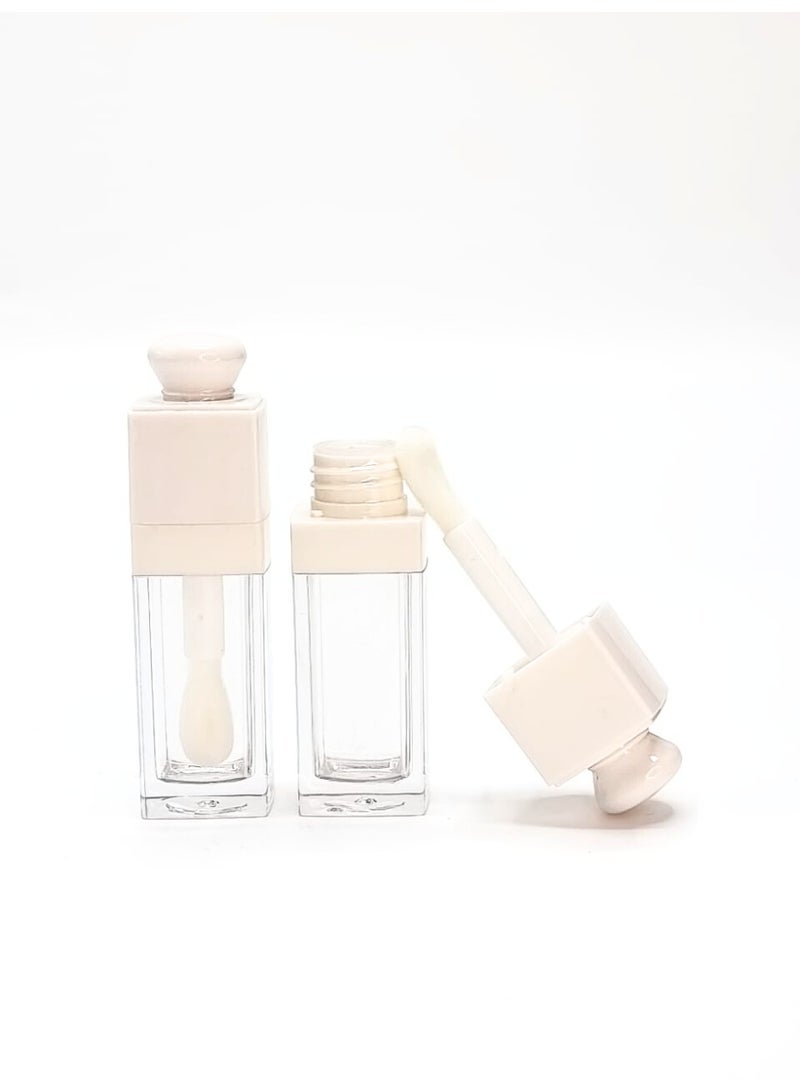 عبوتان فارغتان لملمع الشفاه – سعة 6 مل – حاويات فاخرة قابلة لإعادة التعبئة مستوحاة من التصاميم الراقية (أبيض) - Image 2