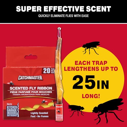 Catchmaster Fly Ribbon 20-Pack, Bug & Fruit Fly Traps Outdoor and Indoor, Premium Adhesive Sticky Strips & Gnat Hanging Strips, Bulk Scented Flying Insect Paper Rolls, Non Toxic Home Pest Control - Image 2