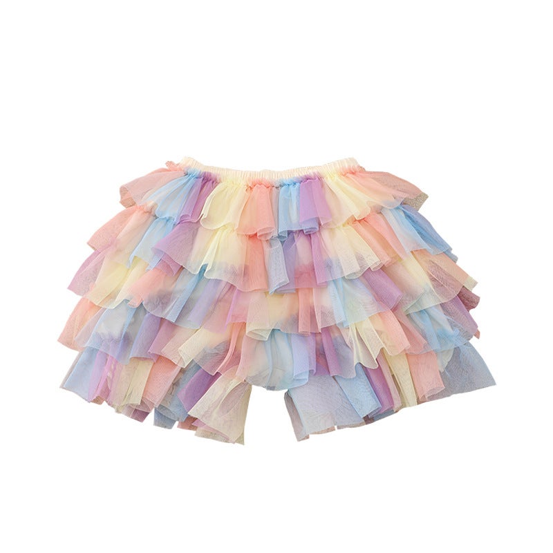New Girls' Colorful Tutu Pants Baby Fart Pants Mesh Puffy Skirt Princess Shorts Flower Bun Pants Pp Pants - Image 2