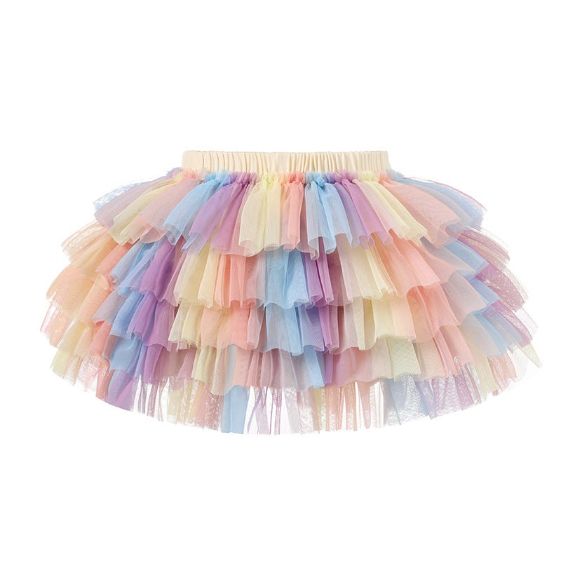 New Girls' Colorful Tutu Pants Baby Fart Pants Mesh Puffy Skirt Princess Shorts Flower Bun Pants Pp Pants - Image 1