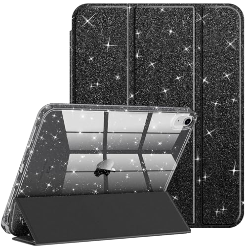 Fintie Slim Case for iPad (A16) 11th Generation 11 Inch (2025), iPad 10th Generation 10.9 Inch (2022) - Glittering Sparkly Shockproof Cover with Shiny Clear Back Shell & Pencil Holder, Black - Image 1