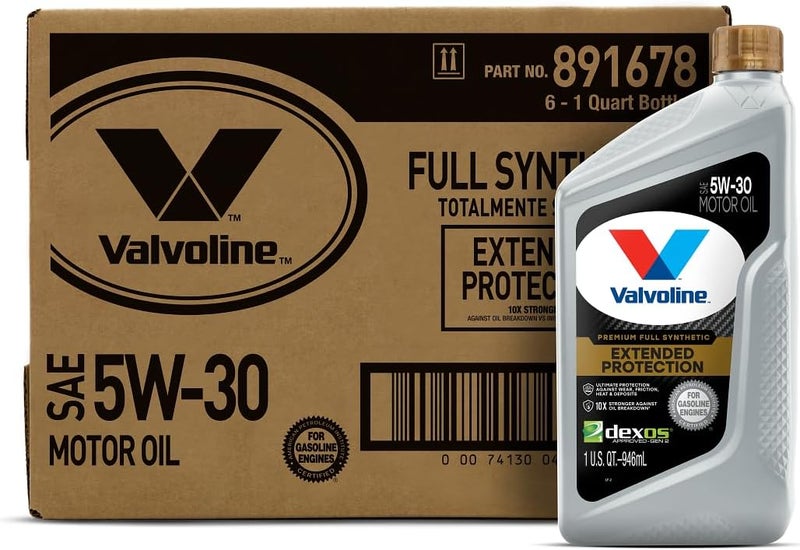 Valvoline زيت محرك فالولين الاصطناعي الكامل لحماية ممتدة SAE 5W30 1 QT علبة من 6 - Image 1