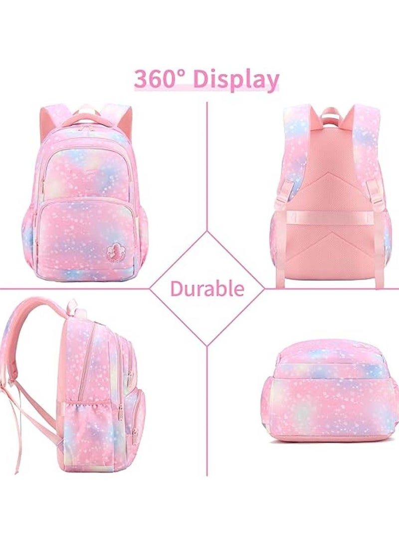 Huitich 3-Piece Pastel Galaxy Backpack Set for Girls School Bag, Lunch Bag & Pencil Case  - Image 4