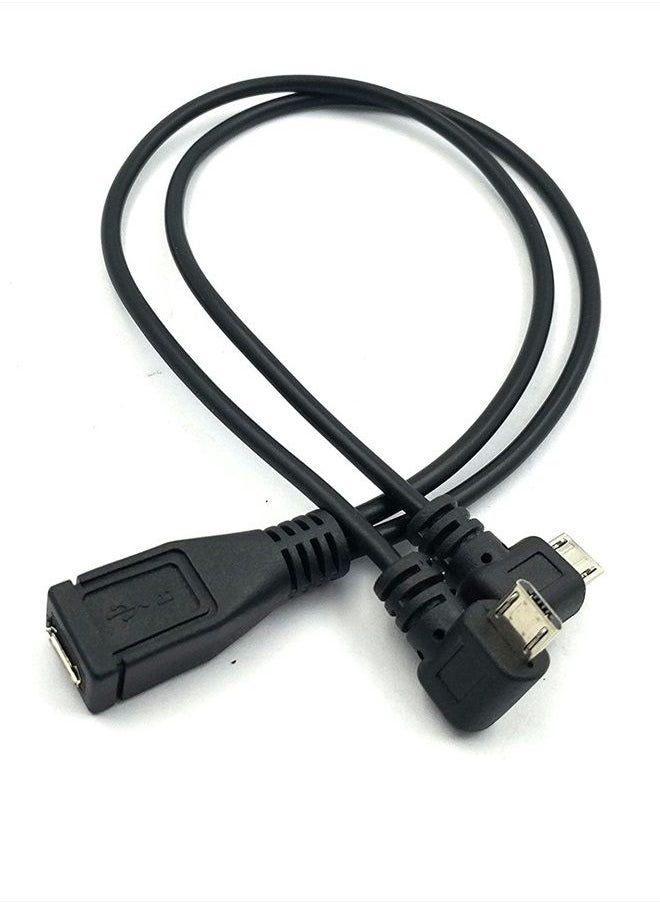 Duttek - Micro USB Splitter Cable, Micro USB Splitter 1 to 2 Cable, Micro USB Female to Double 2 Micro USB Male Right Angle 90 Degree Converter High Speed Charging Cable Cord 25CM/10 Inch - Image 1