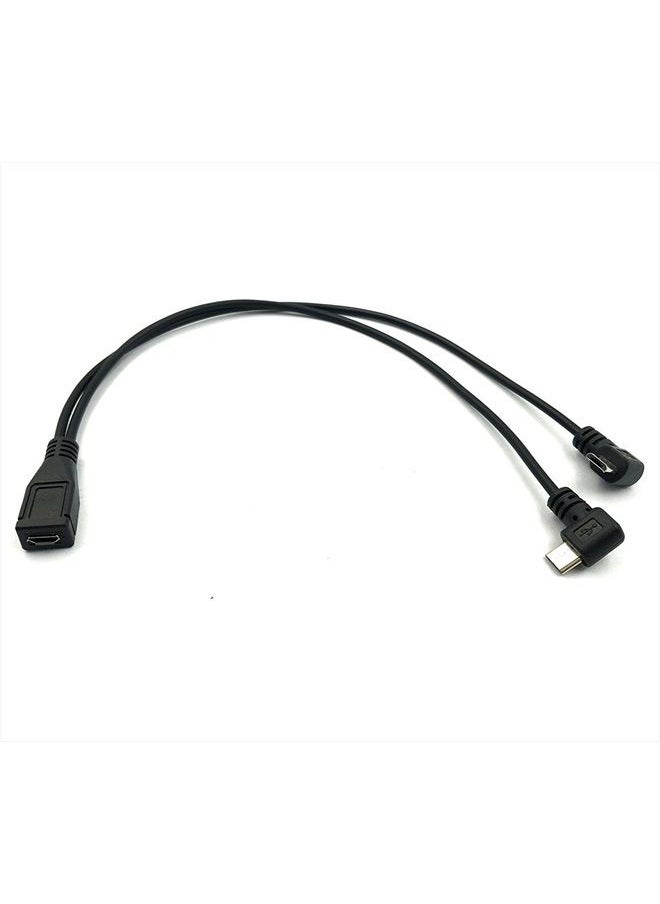 Duttek - Micro USB Splitter Cable, Micro USB Splitter 1 to 2 Cable, Micro USB Female to Double 2 Micro USB Male Right Angle 90 Degree Converter High Speed Charging Cable Cord 25CM/10 Inch - Image 1