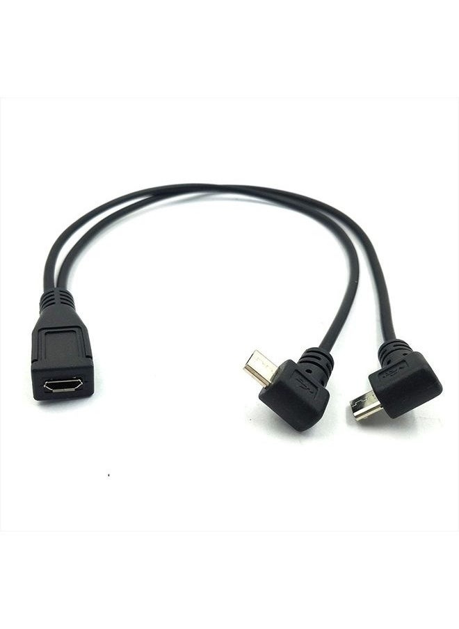 Duttek - Micro USB Splitter Cable, Micro USB Splitter 1 to 2 Cable, Micro USB Female to Double 2 Micro USB Male Right Angle 90 Degree Converter High Speed Charging Cable Cord 25CM/10 Inch - Image 1