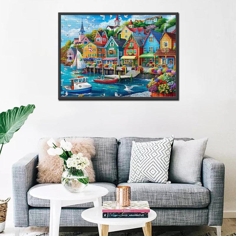 Tucocoo Jigsaw Puzzles 1000 Pieces for AdultsColorful Seaside Town Hardboard PuzzleChallenging Puzzle Perfect for Game NightsDIY Home Wall DecorArt Puzzles Colorful Coastal Town 27 x 20 - Image 4