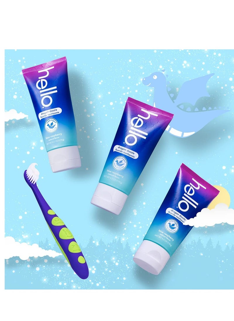 hello Variety (Unicorn, Strawberry, Dragon) Fluoride Kids Toothpaste, Anticavity, Natural Flavors, Vegan, SLS Free, Gluten Free, Ages 2+, 4.2 Ounce (Pack of 3) - pzsku/Z30660D6A6133B0A9B3D4Z/45/_/1716220715/232a4525-7ff5-468d-b629-1b3dba6b0c53