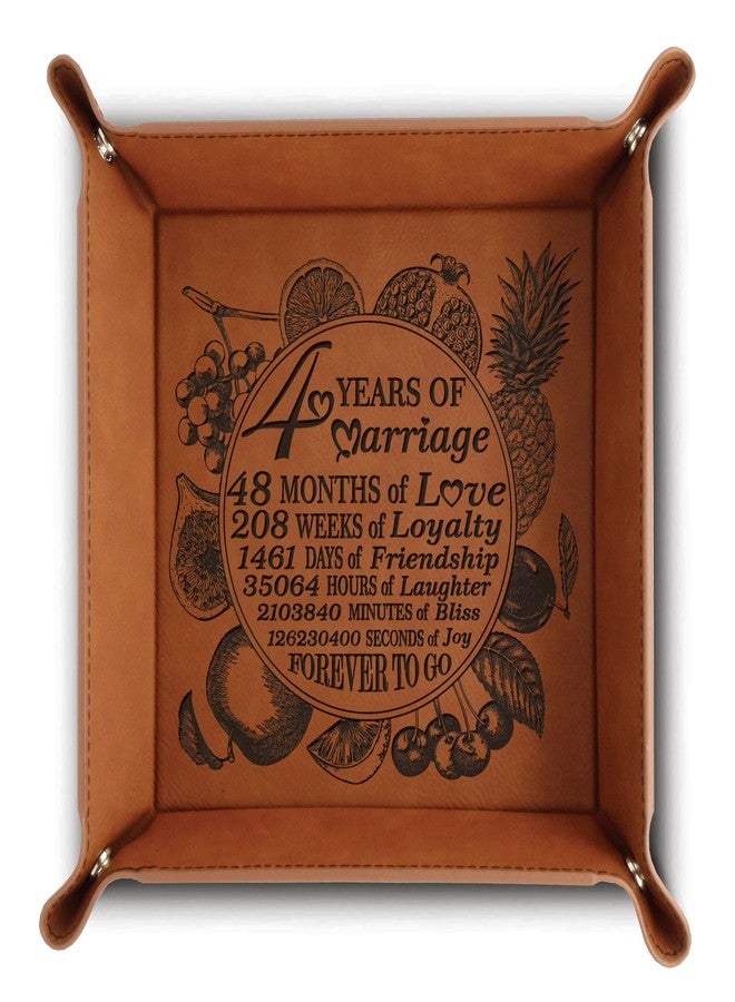 Bella Busta -4 Years of Marriage -Traditional Fruit Gift for Fourth Anniversary-Engraved Leather Tray - Image 1