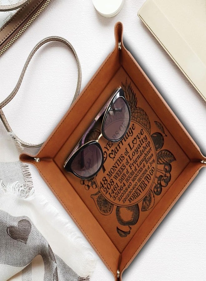 Bella Busta -4 Years of Marriage -Traditional Fruit Gift for Fourth Anniversary-Engraved Leather Tray - Image 4