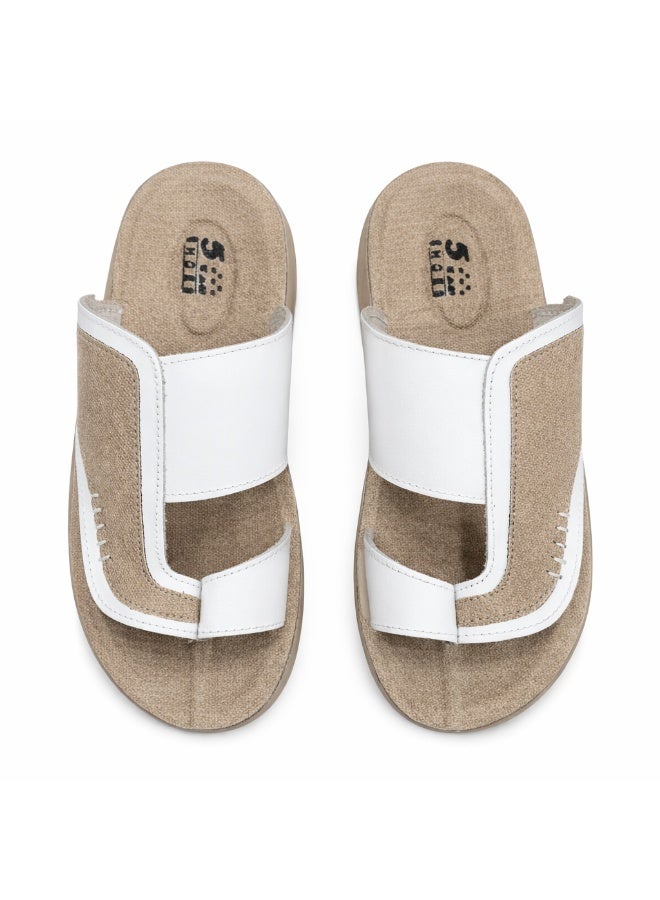 Men's genuine leather slippers in –white modern, comfortable design with high-quality materials and a cushioned orthopedic insole – ideal for everyday wear and outings - Image 5