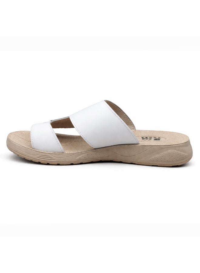 Men's genuine leather slippers in –white modern, comfortable design with high-quality materials and a cushioned orthopedic insole – ideal for everyday wear and outings - Image 4