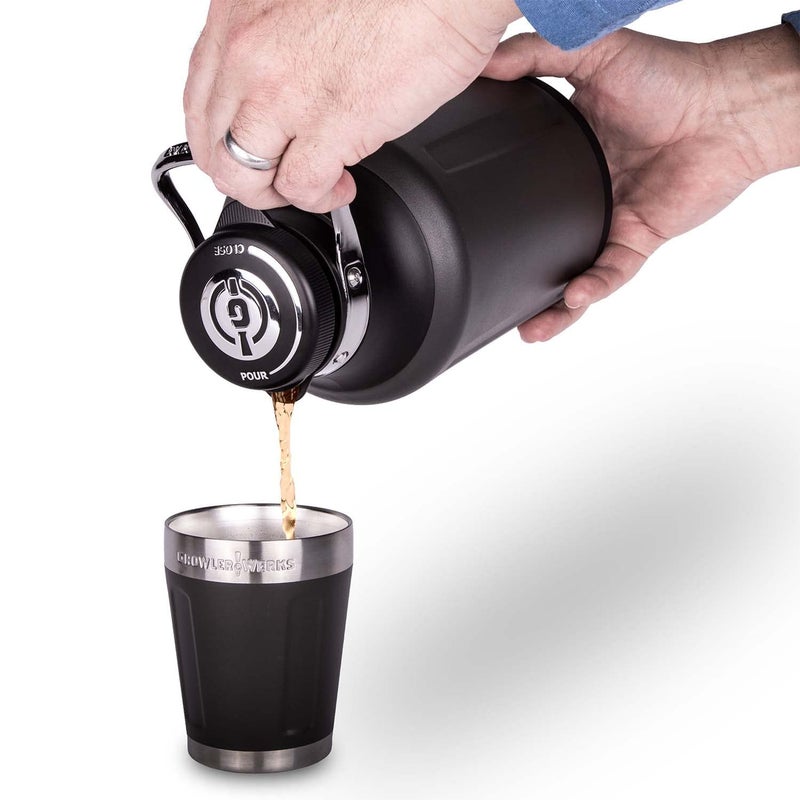 GrowlerWerks Element Stainless Steel Growler – Double-Wall Vacuum-Insulated for Cold Beverages All Day – Beer, Seltzer, Hydro, Coffee – Easy Pour Spout, Twist Lock Cap, and To Go Carry Handle, 64 oz - Image 2