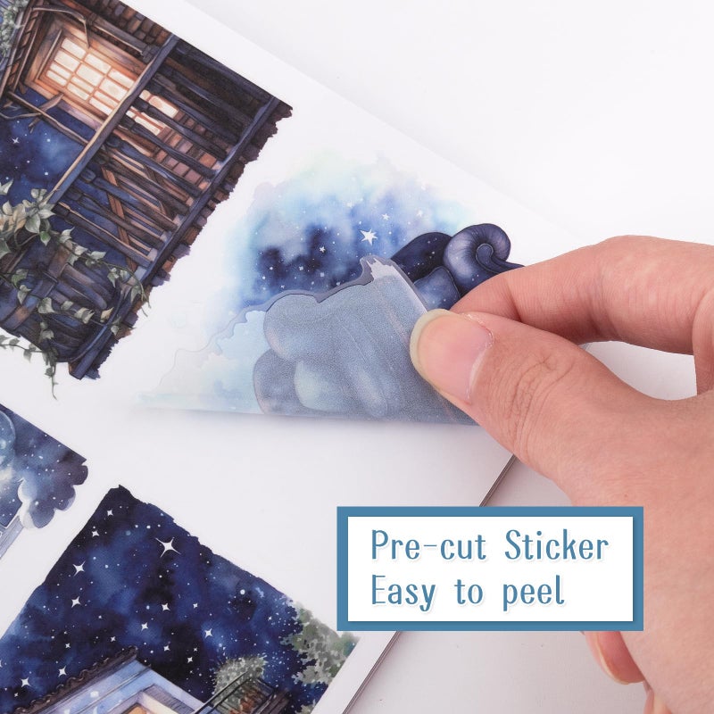 Dizdkizd Pre-Cut Galaxy Sticker for Journaling, PET Washi Paper Collage Book, 20 Sheets Star Space Fantasy Planner Decals Scrapbook Junk Journal Supplies - Image 4